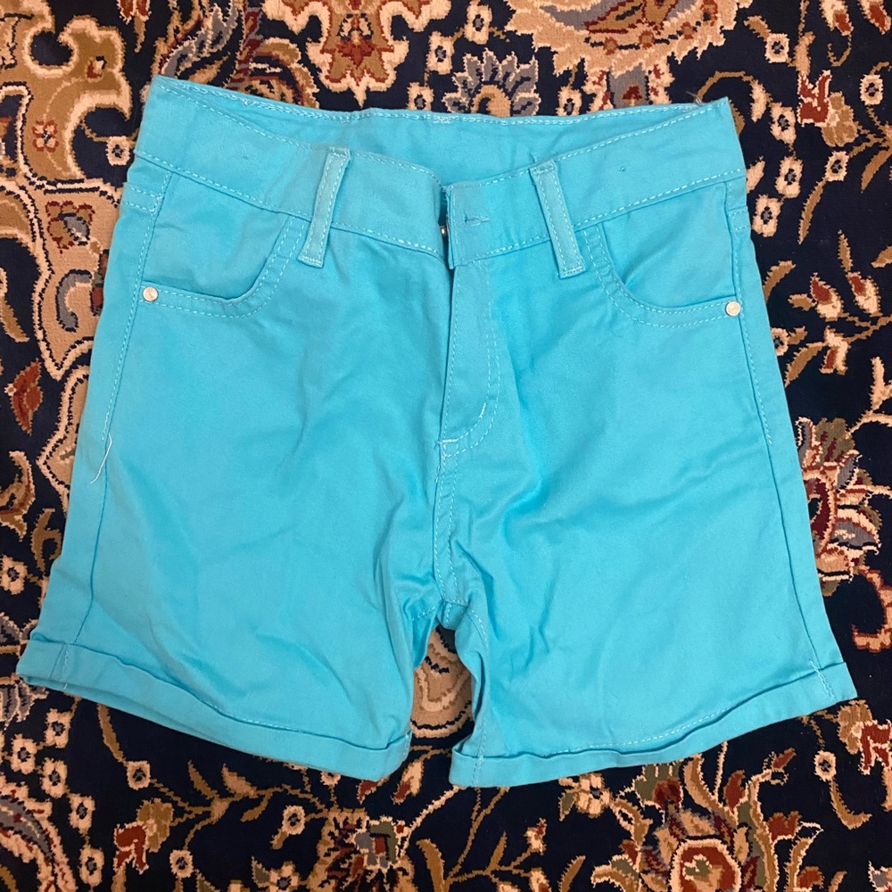NWOT Early 2000’s y2k teal girl shorts
